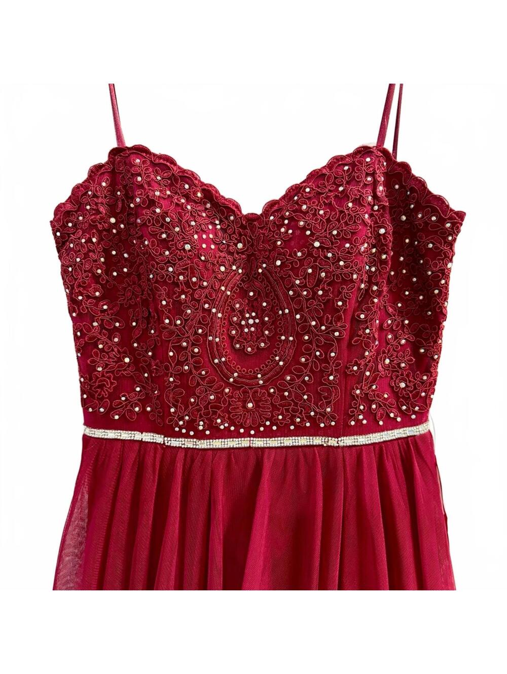 NWT Jodi Kristopher Red Embellished Prom Dress 7 - Picture 4 of 8